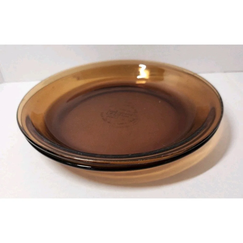 Lot Of 2 Anchor Hocking 462 Pyrex 209  Amber Pie Plate  Vintage Corningware‎ 9in